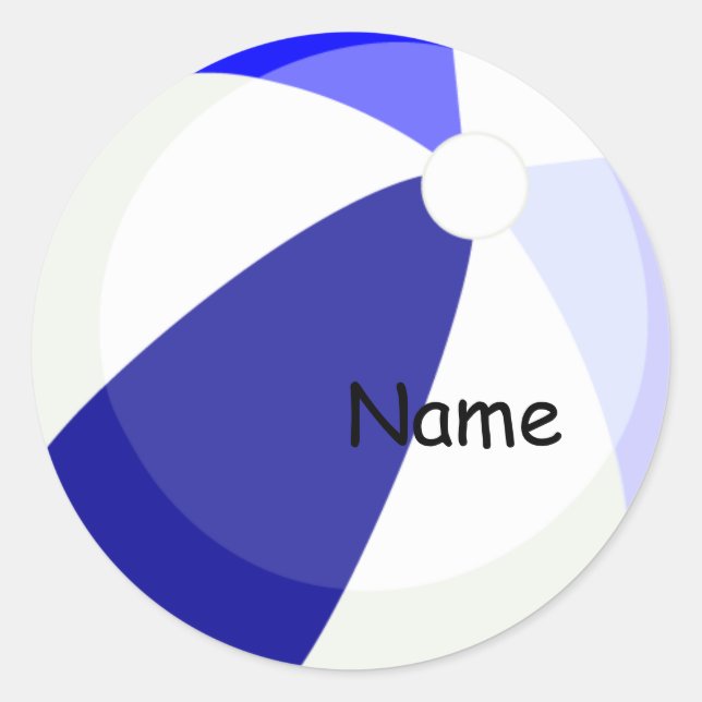 Beach Fun Blue Name Sticker (Front)