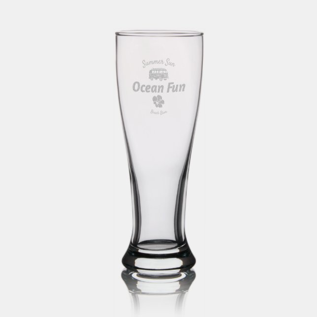 Beach Fun Surf Van Summer Sun Pilsner Glass (Glassware)