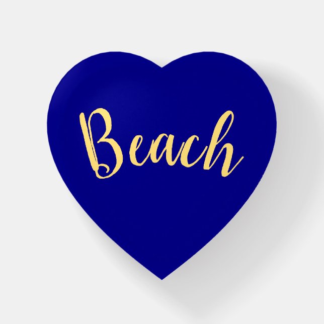 BEACH Fun Text On Rich Royal Blue Background Paperweight (Front)