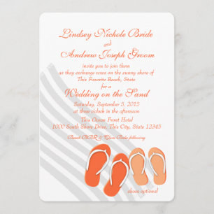 Beach Fun Tropica Orange Destination Wedding Invitation
