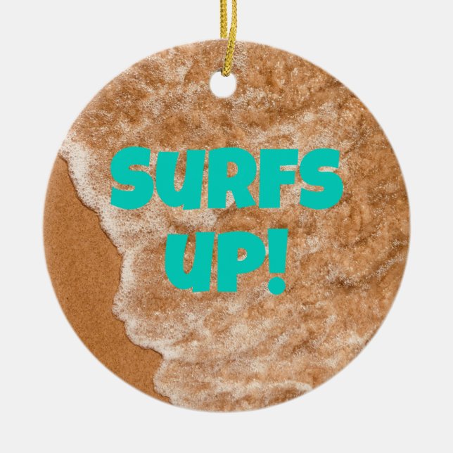 Beach fun, waves, ocean, outdoor adventure   ceramic ornament (Front)