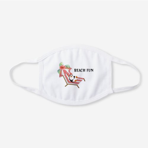 Beach Fun White Cotton Face Mask