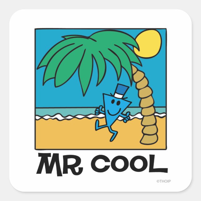 Beach Fun With Mr. Cool Square Sticker (Front)