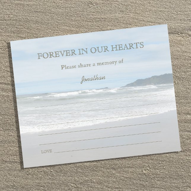 Beach Funeral Attendance Share a Memory Note Card (Creator Uploaded)