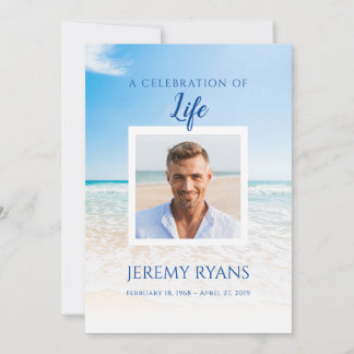 Beach Funeral Memorial Card