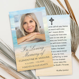 Beach Funeral Memorial Prayer Photo Card