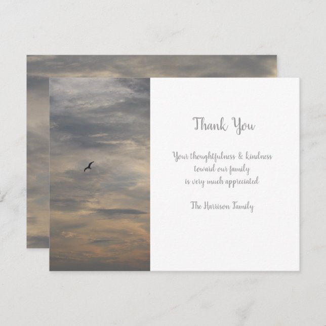 Beach Funeral / Memorial Thank You Flat Note Card (Front/Back)