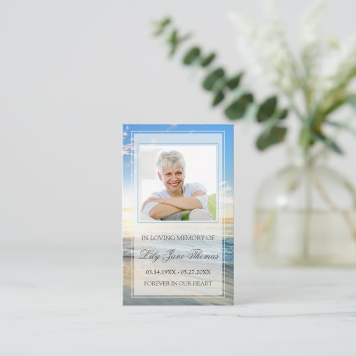 Beach Funeral Prayer Card | In Loving Memory | Zazzle