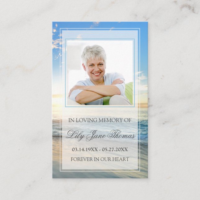 Beach Funeral Prayer Card | In Loving Memory (Front)