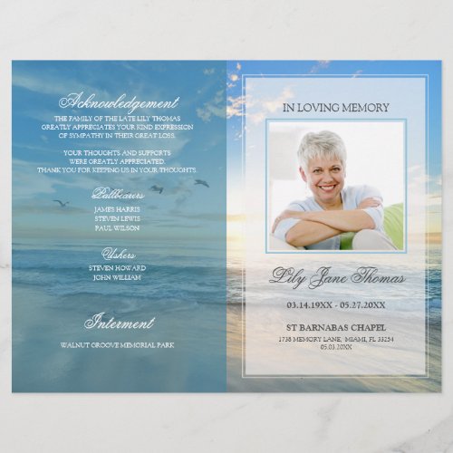 Beach Funeral Program  In Loving Memory Flyer
