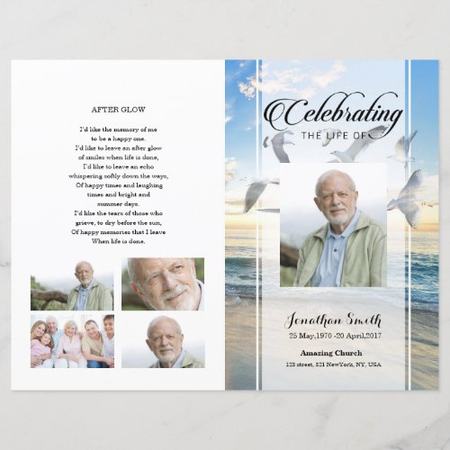 Beach  Funeral Program template