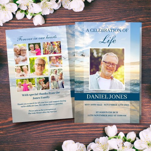 Beach Funeral Program Template for Men