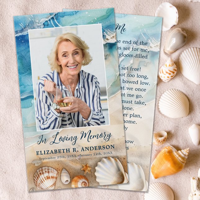 Beach Funeral Sympathy Photo Memorial Prayer Card (Creator Uploaded)