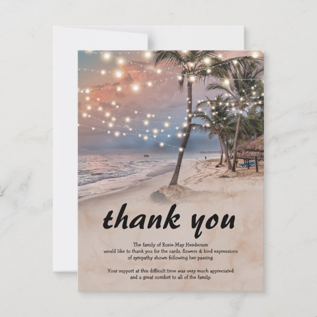 Beach Funeral Thank You Note Card (Front)