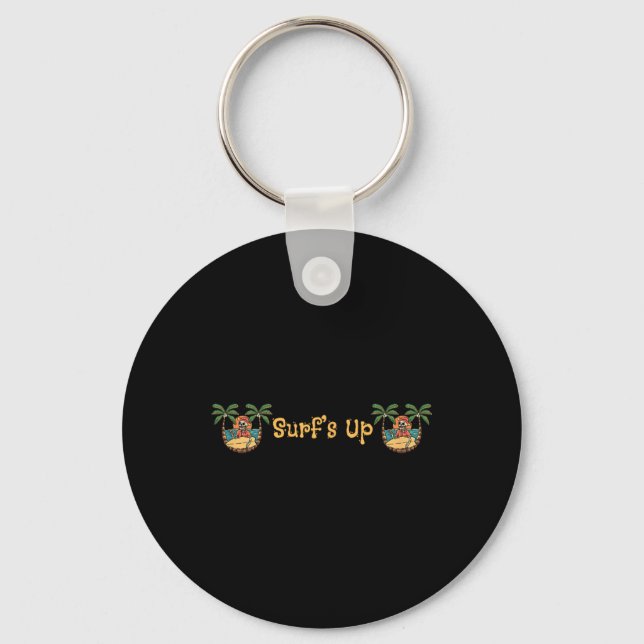 Beach Funny Sun Surfing Skeleton Jacksonville Beac Keychain (Front)