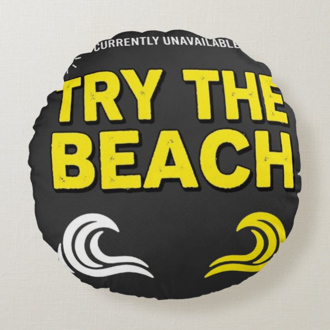  Beach Funny Vacation Round Pillow (Front)
