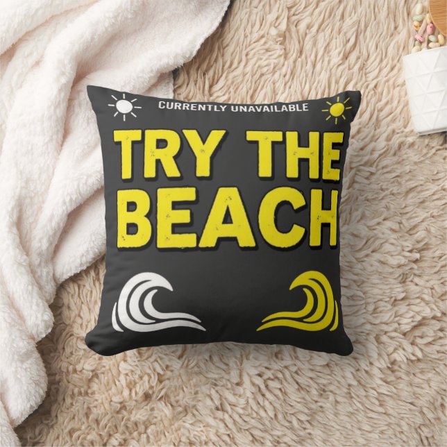  Beach Funny Vacation Throw Pillow (Blanket)