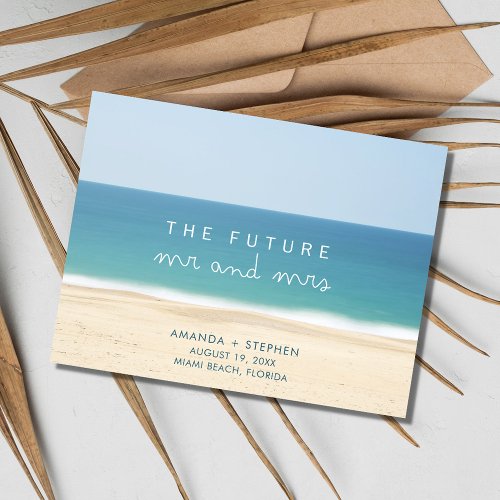 Beach Future Mr and Mrs Wedding Save the Date Announcement Postcard