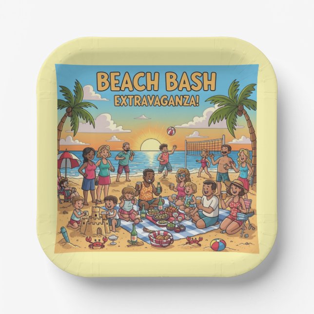 Beach Gathering Paper Plates (Front)