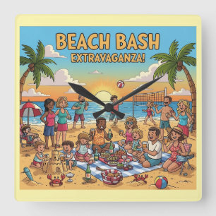 Beach Gathering Square Wall Clock