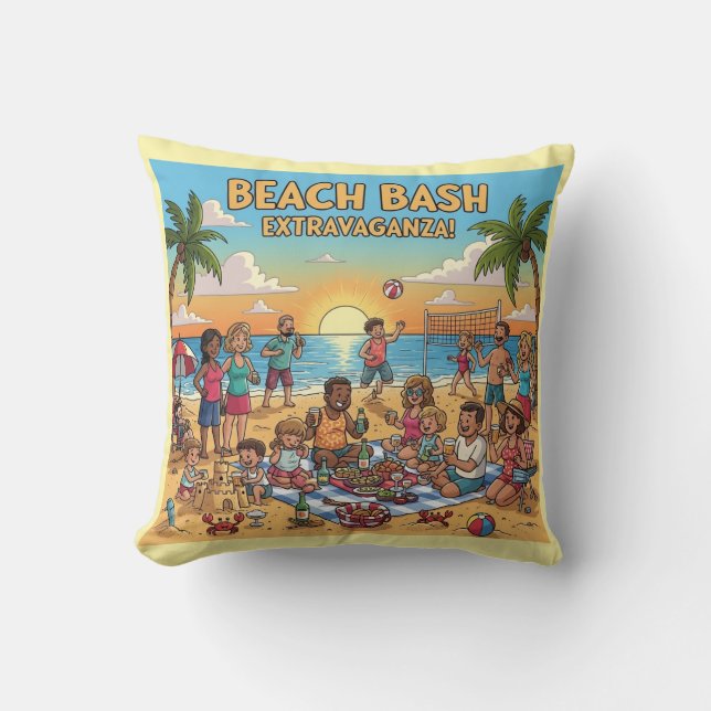 Beach Gathering Throw Pillow (Front)