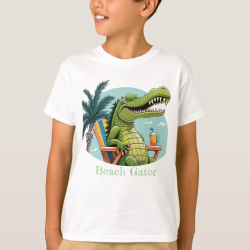 Beach Gator lounging on the beach with text T_Shirt