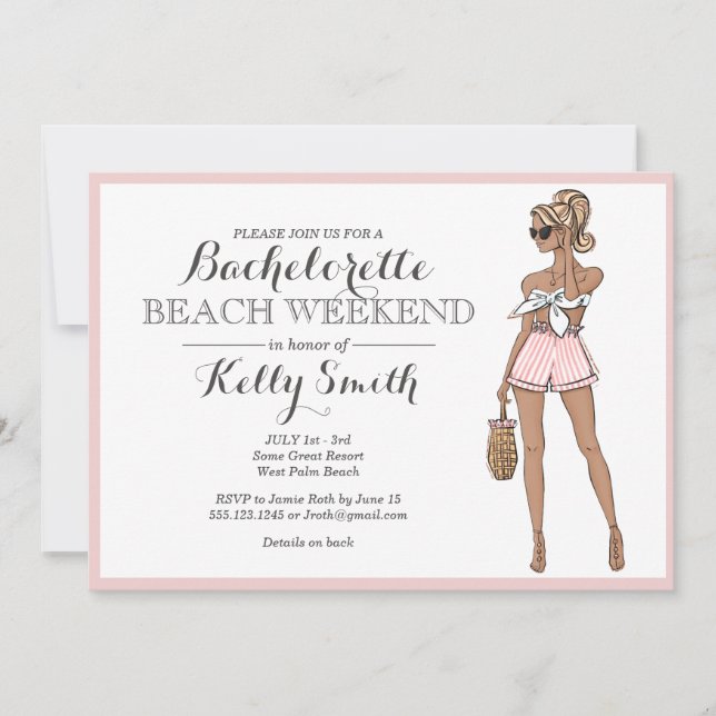 Beach Girl Bachelorette Party Invitation (Front)