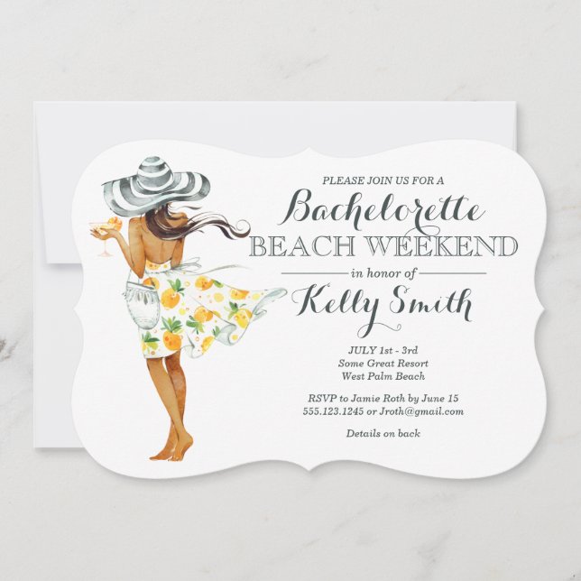 Beach Girl Bachelorette Party Invitation (Front)
