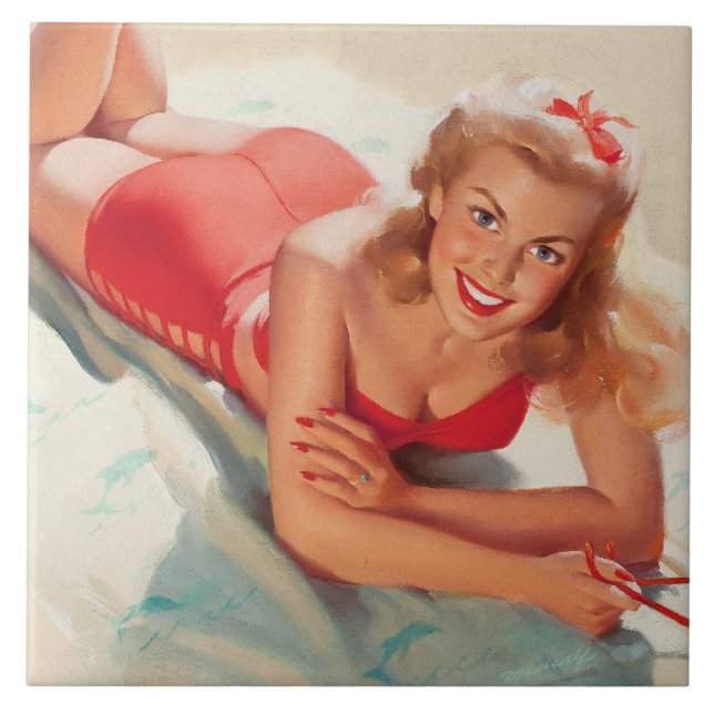 Beach Girl Ceramic Tile (Front)