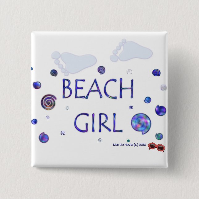 Beach Girl - Footprints - Button/Pin Pinback Button (Front)