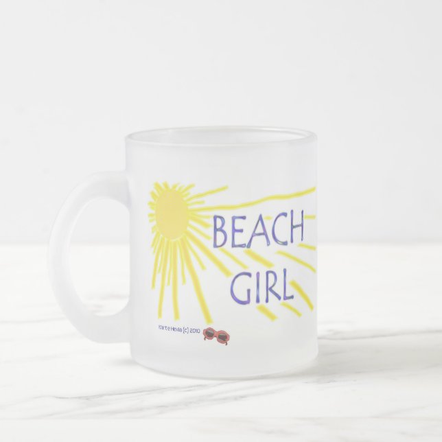 Beach Girl Frosted Glass Coffee Mug (Left)