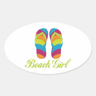 Beach Girl Oval Sticker