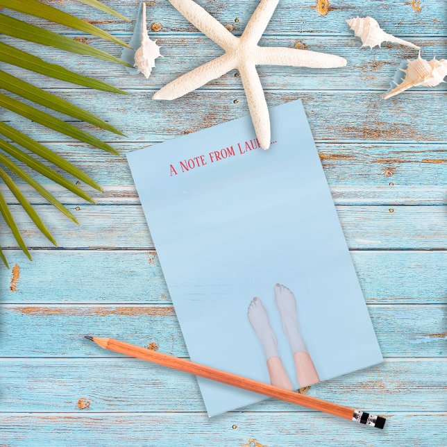 Beach Girl Personalized Ocean Cabin Cute Design Post-it Notes (Beach girl personalized Post-it notes with cute ocean cabin coastal design.)