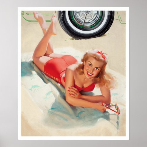 Beach Girl Pin Up Poster