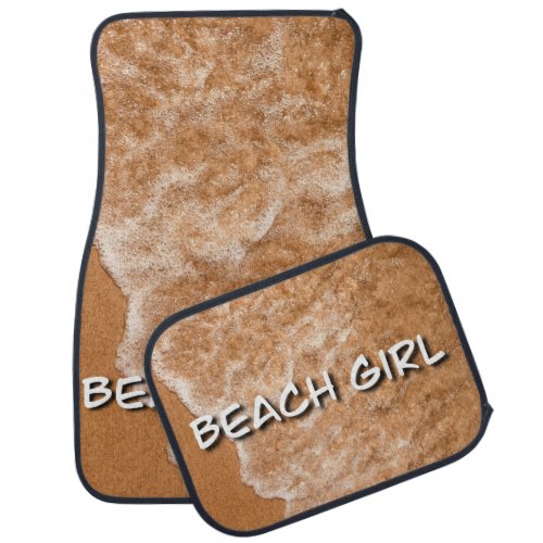 Beach girl sandy beach and waves car floor mat