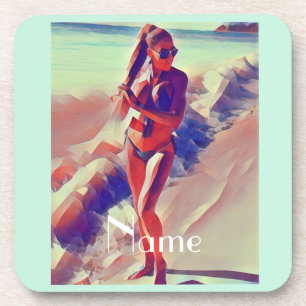 Beach Girl Thunder_Cove Beverage Coaster