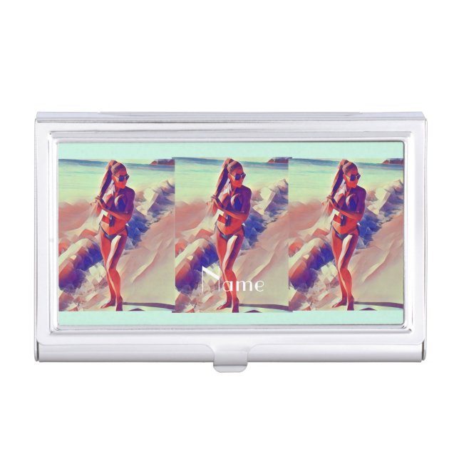 Beach Girl Thunder_Cove Business Card Case (Front)