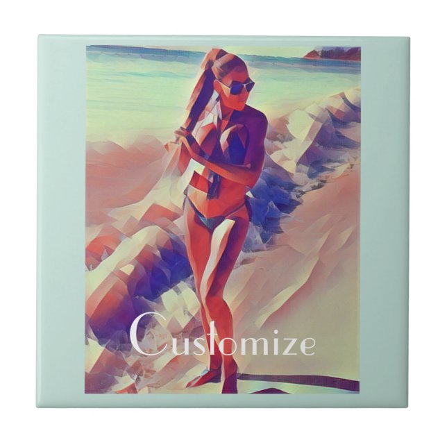 Beach Girl Thunder_Cove  Ceramic Tile (Front)