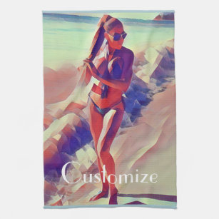 BEACH dish towel, Zazzle