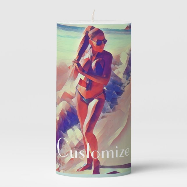 Beach Girl Thunder_Cove Pillar Candle (Front)