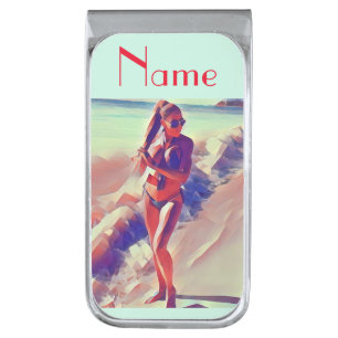 Beach Girl Thunder_Cove  Silver Finish Money Clip
