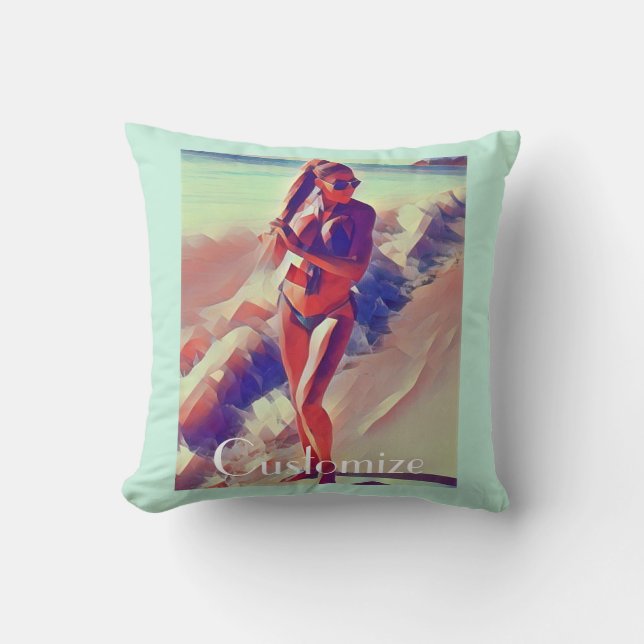 Beach Girl Thunder_Cove  Throw Pillow (Front)