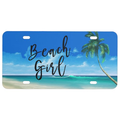 Beach Girl Tropical Auto Tag License Plate