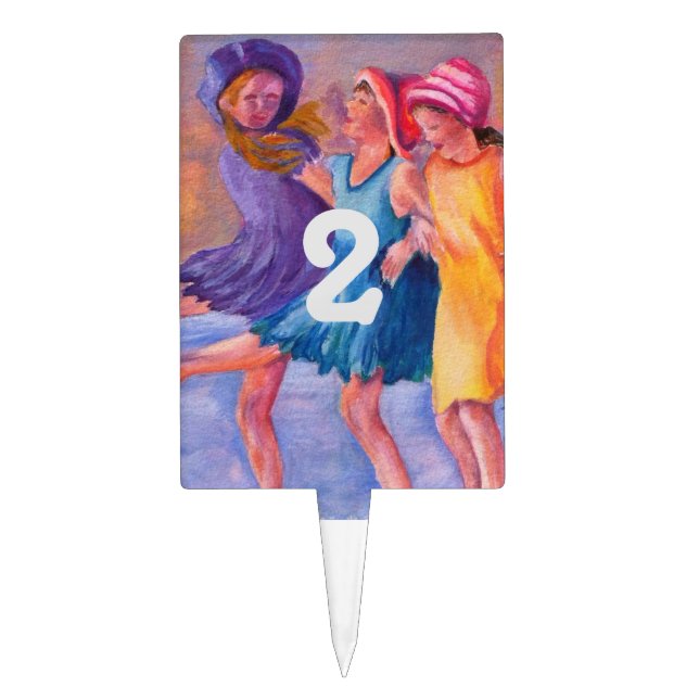 BEACH GIRLFRIENDS TABLE NUMBER CAKE TOPPER (Front)