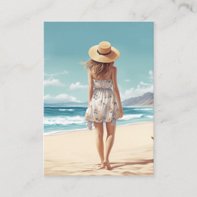 Beach Girls Summer Beach Background Business Card (Front)