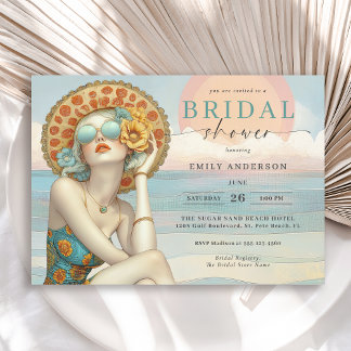 Beach Glam by the Sea Bridal Shower Invitation