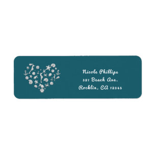Beach Glam Diamond Heart Elegant Summer Invitation Label