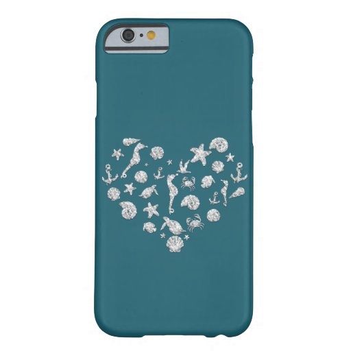 Beach Glam Diamond Heart Elegant Tropical Custom Barely There iPhone 6 Case
