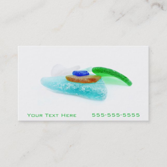 Beach Glass Lake Michigan, Colorful Shards Business Card (Front)