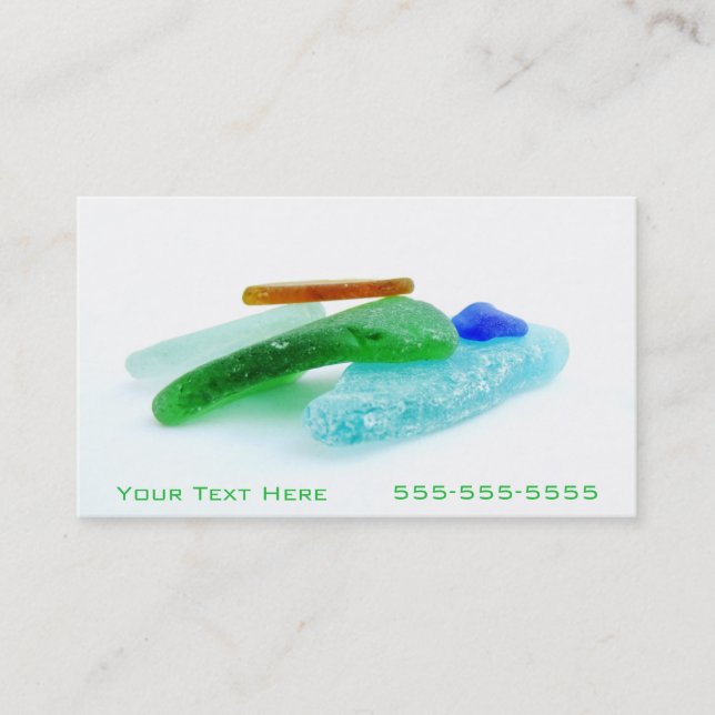 Beach Glass, Lake Michigan Tumbled Colorful Shards Business Card (Front)